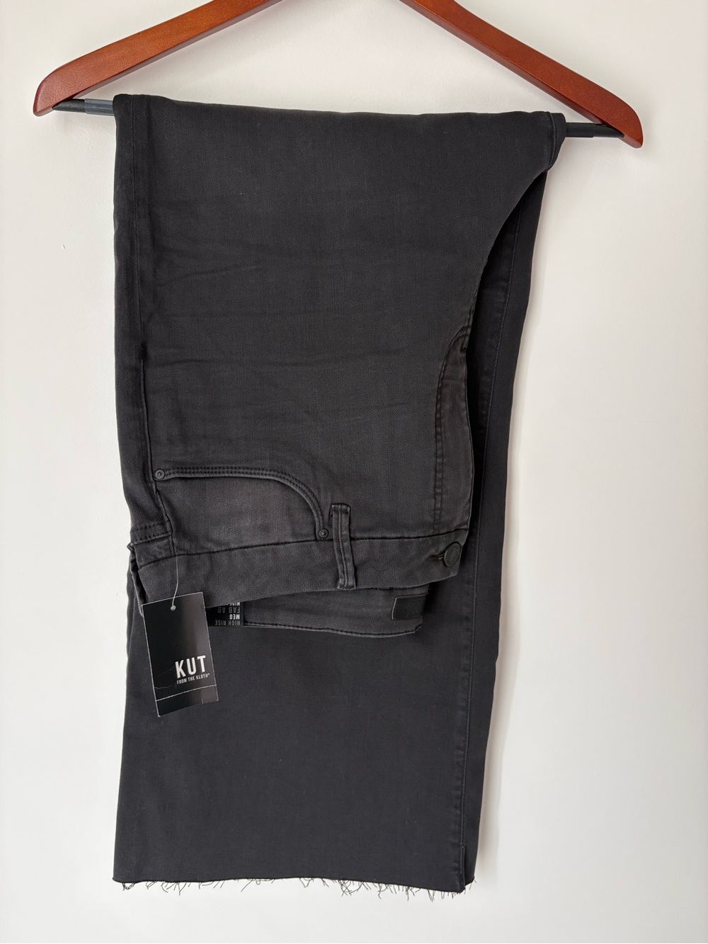 Kut from the Kloth Meg Coated Cotton Charcoal Black Wide Denim Jean